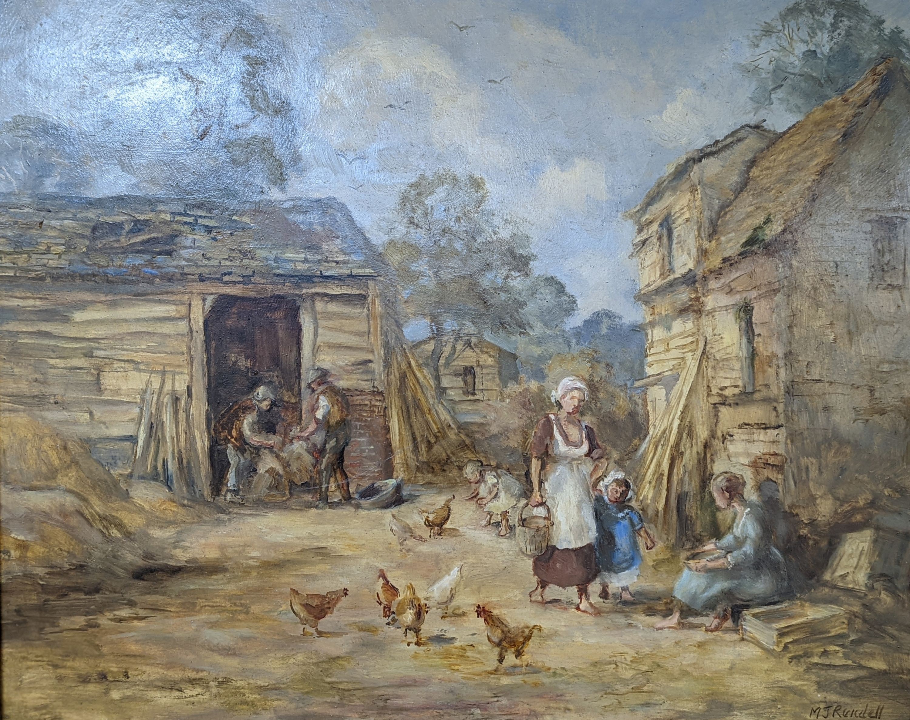 M. J. Rendell, oil on board, Farmyard scene, 39 x 49cm